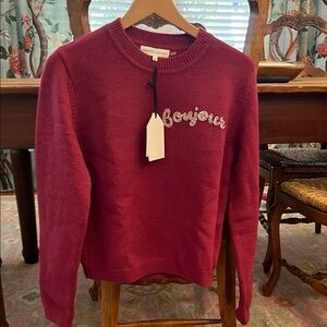 Anthropologie Bonjour Embroidered Women's Sweater
